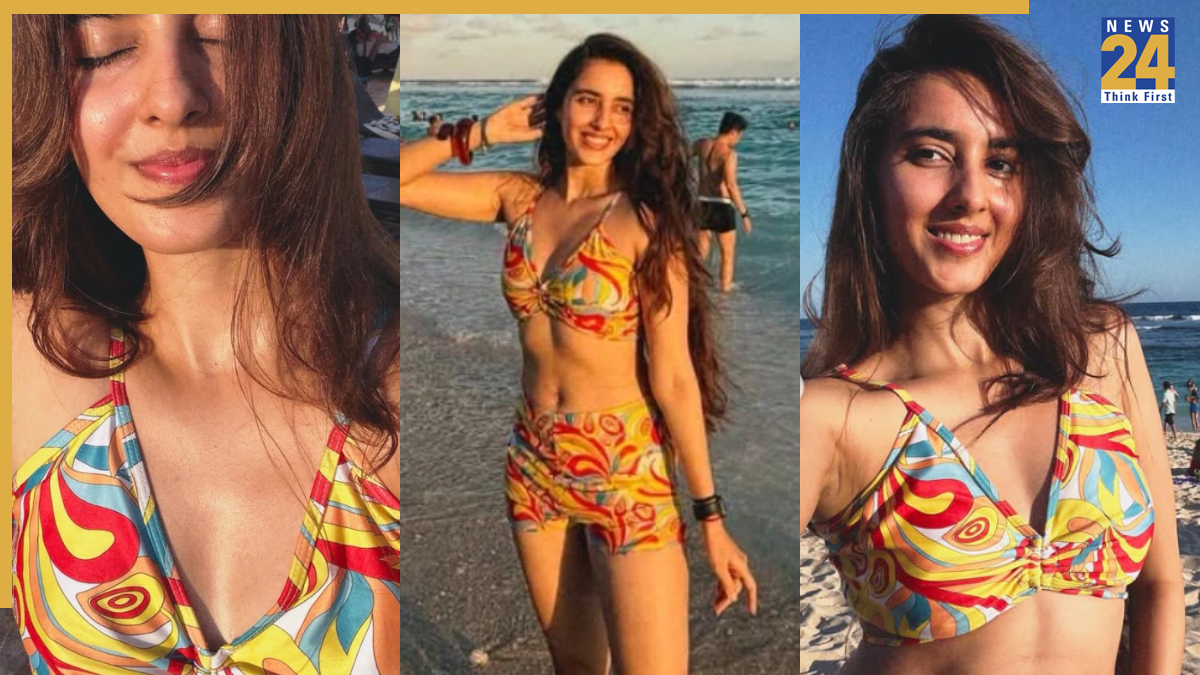 Simrat Kaur’s Soft Bikini Heat – Red Top Glow Breaks Sanskari Image & Pure Beach Fire