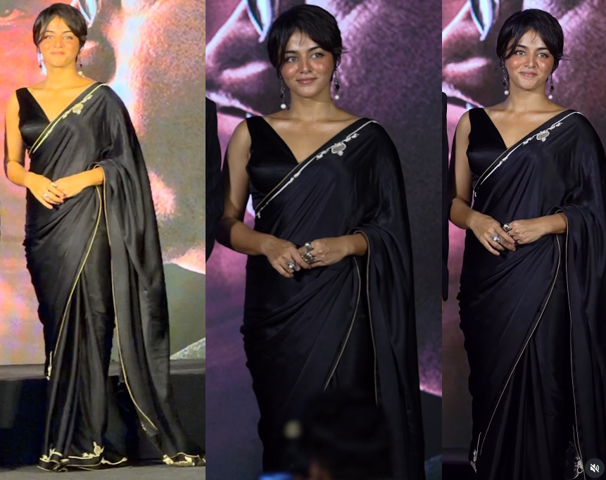 Wamiqa Gabbi’s Sheer Black Saree in Mumbai: The Border Was the Only Thing Covering the Walk