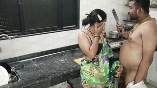 Indian Horney couple enjoying sex in Kitchen