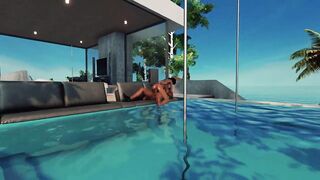 Indian Boy Ravan Fucked black African wet police girl on the see beach swimming sofa.