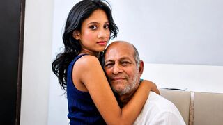Old man kissing, sucking, licking and fucking very young desi girl